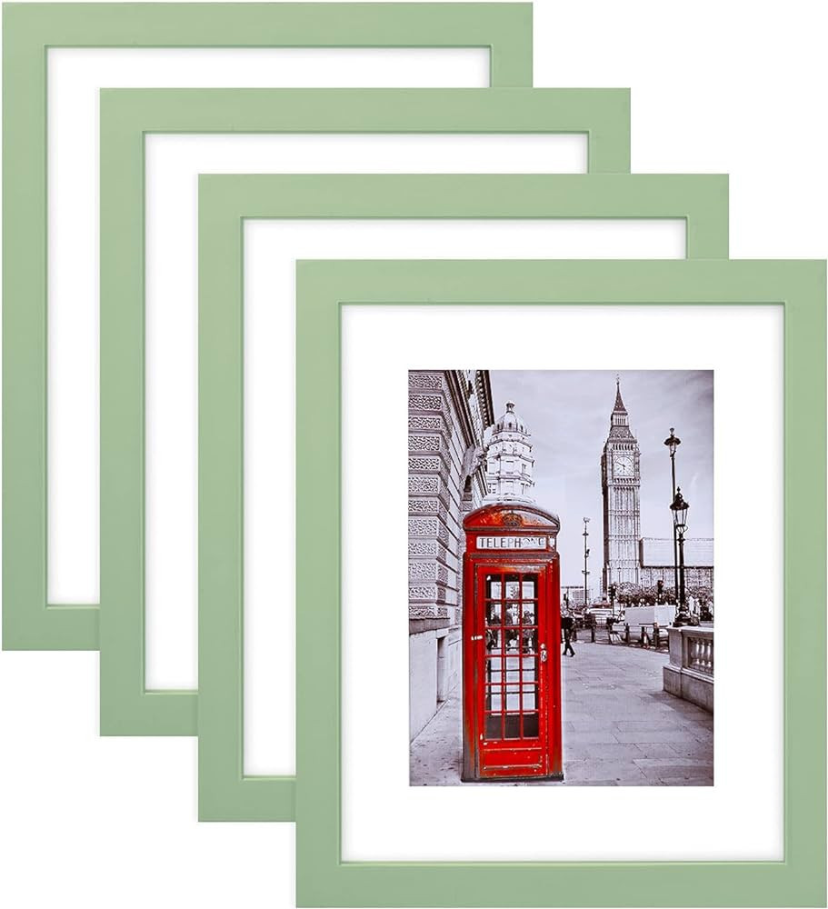 eletecpro 8x10 Picture Frame 4 Pack with Mats, Made of Solid Wood and Heat Strengthened Glass, Di... | Amazon (US)