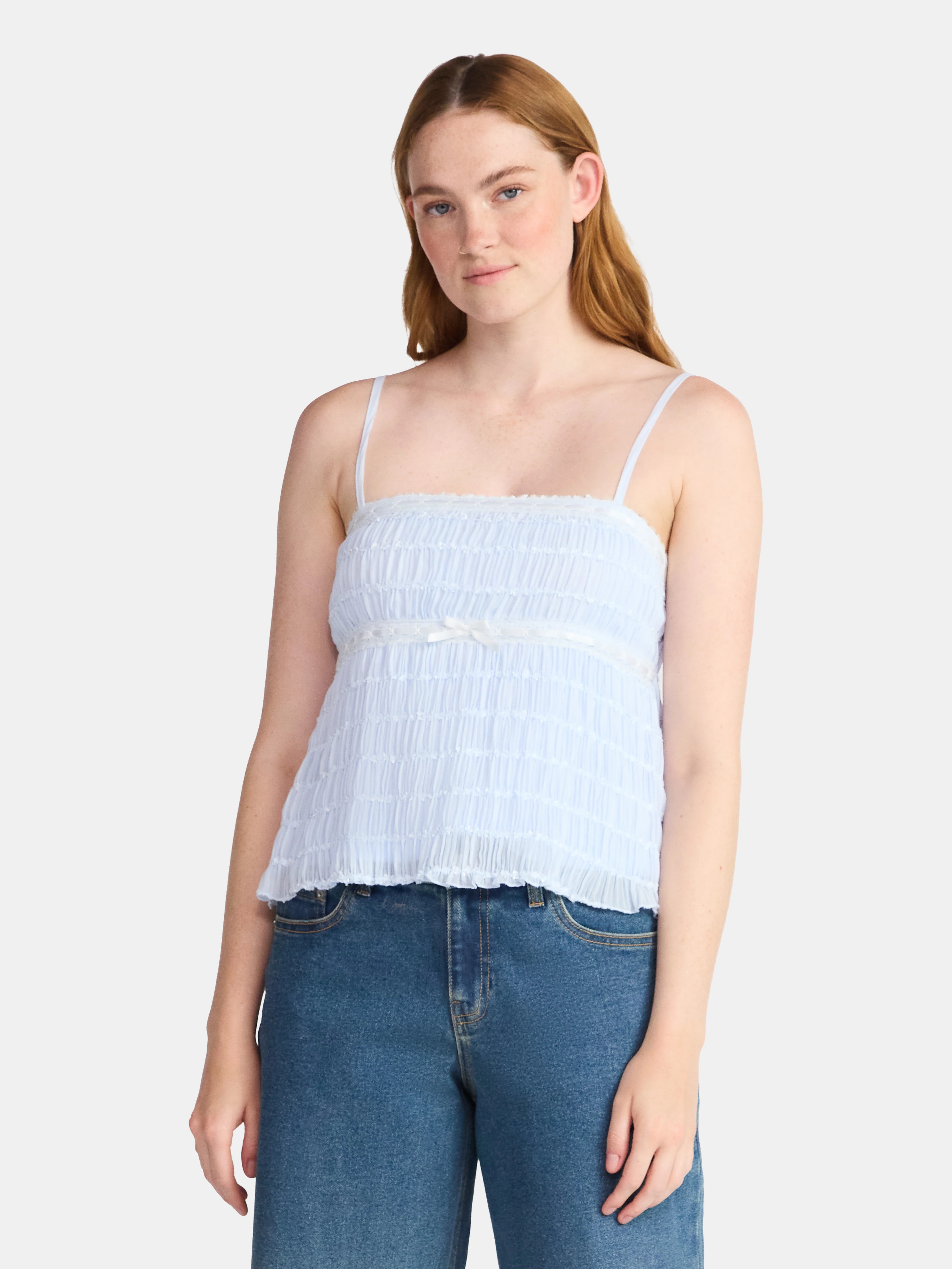 No Boundaries Ruched Chiffon Babydoll Cami, Women's | Walmart (US)