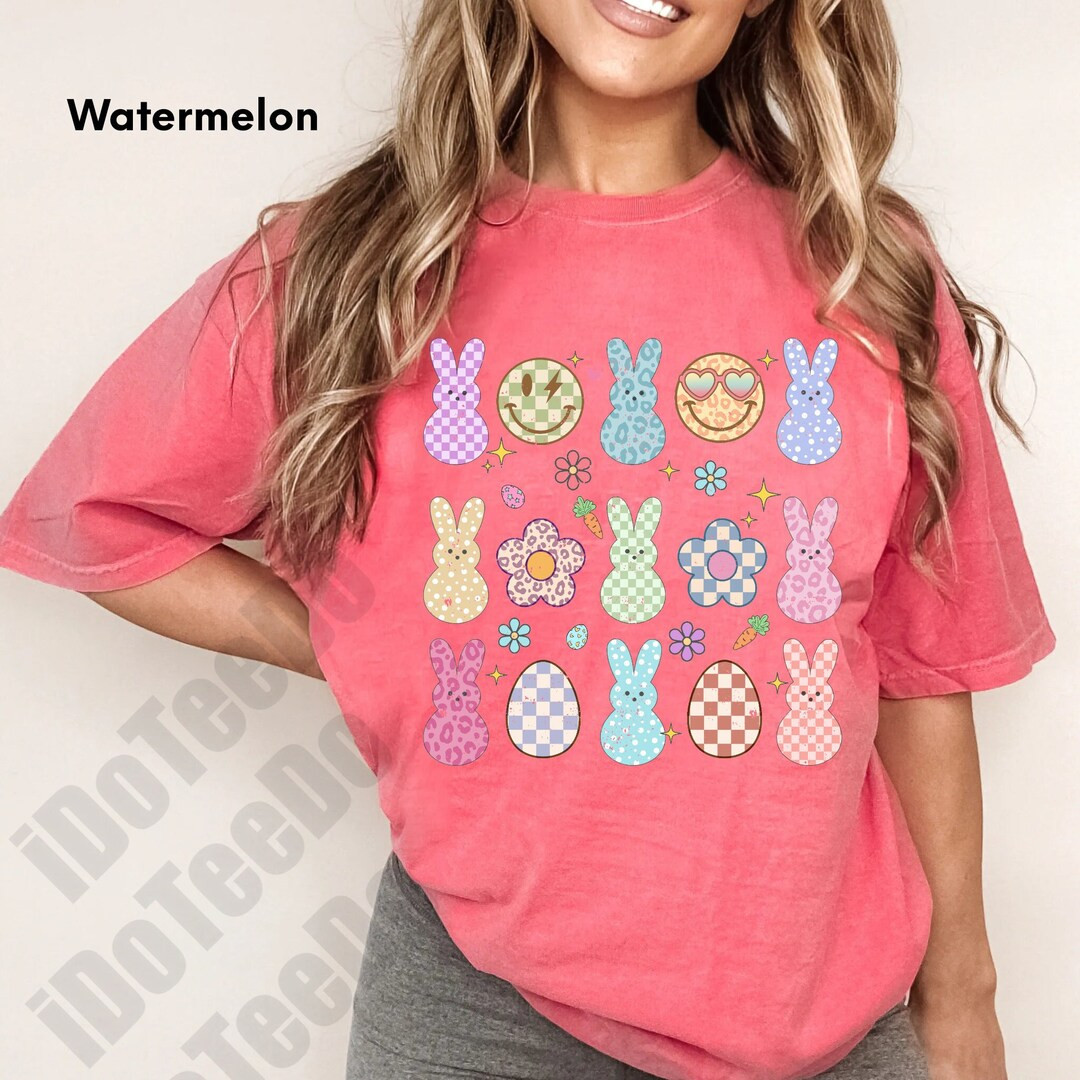 Comfort Colors® Bunny Shirt,Lady Easter Bunny Shirt,Kids Easter Shirt,Smiley Faces Easter Tee,Bu... | Etsy (US)