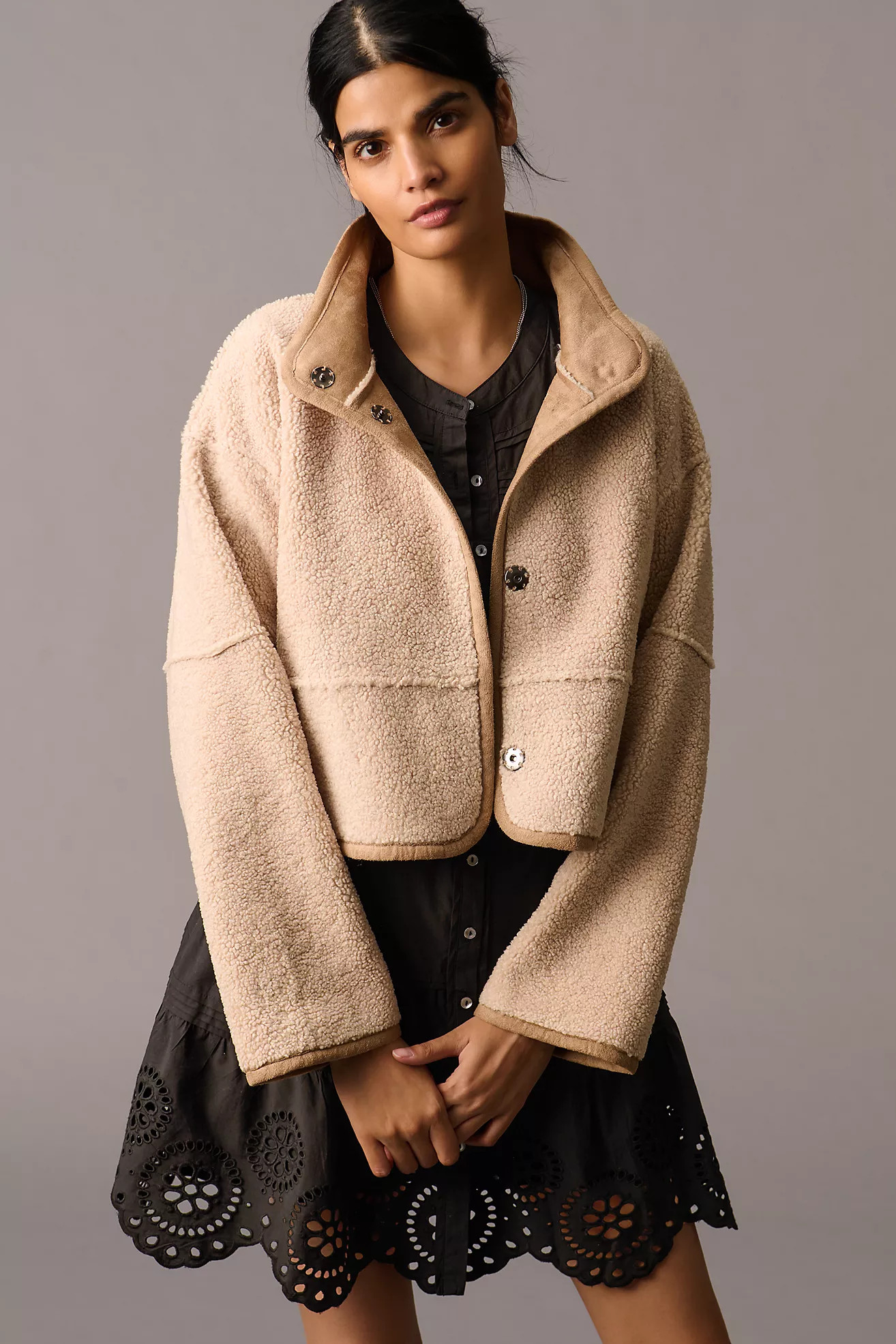Velvet by Graham & Spencer Reversible Cropped Sherpa Coat | Anthropologie (US)