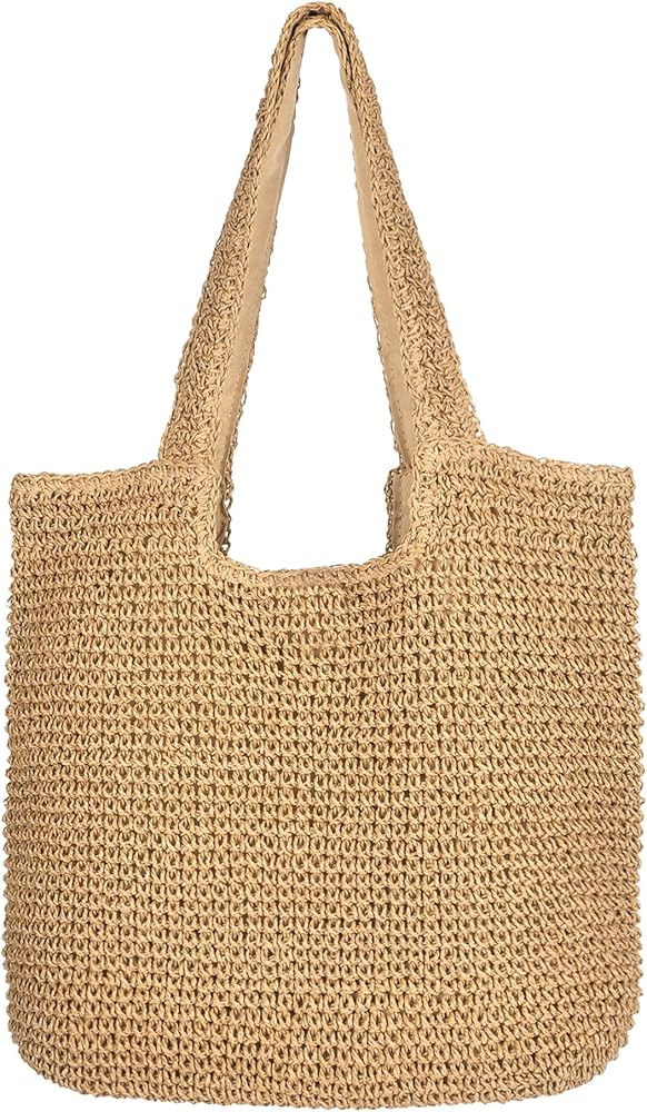 Beach Shoulder Bags for Women,Handwoven Rattan Straw Beach Bag Summer Sea Casual Shoulder tote Ba... | Amazon (US)