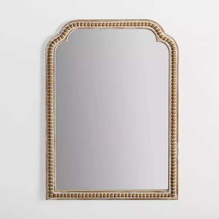 Natural Wood Beaded Scalloped Rectangular Mirror | Kirkland's Home