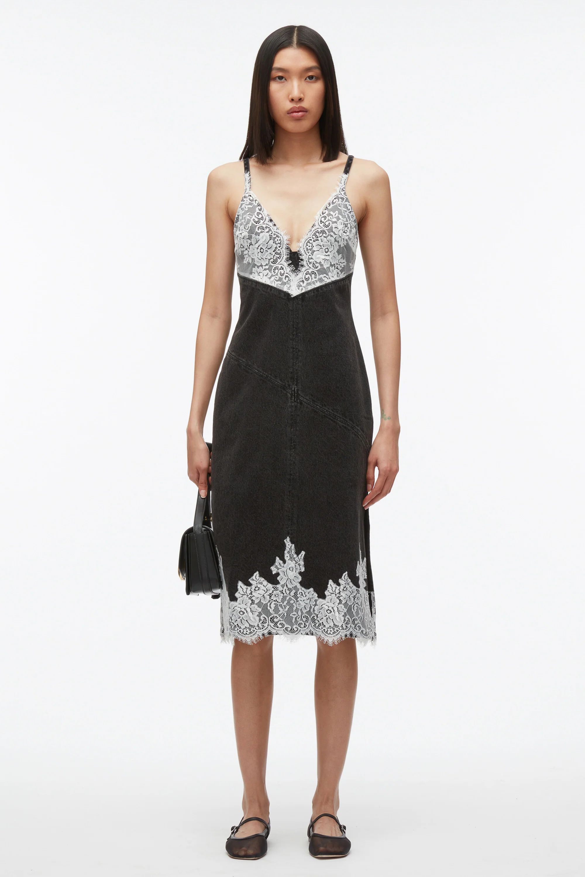 Denim Slip Dress with Lace | 3.1 Phillip Lim