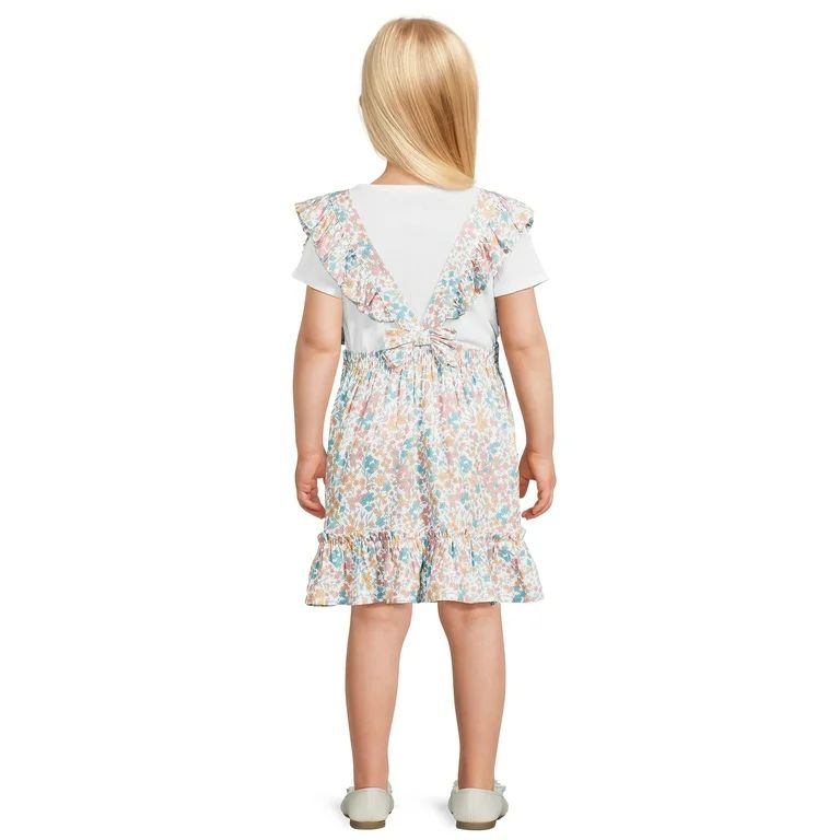 Wonder Nation Toddler Girls Pinafore Dress Set, Sizes 18M-5T | Walmart (US)