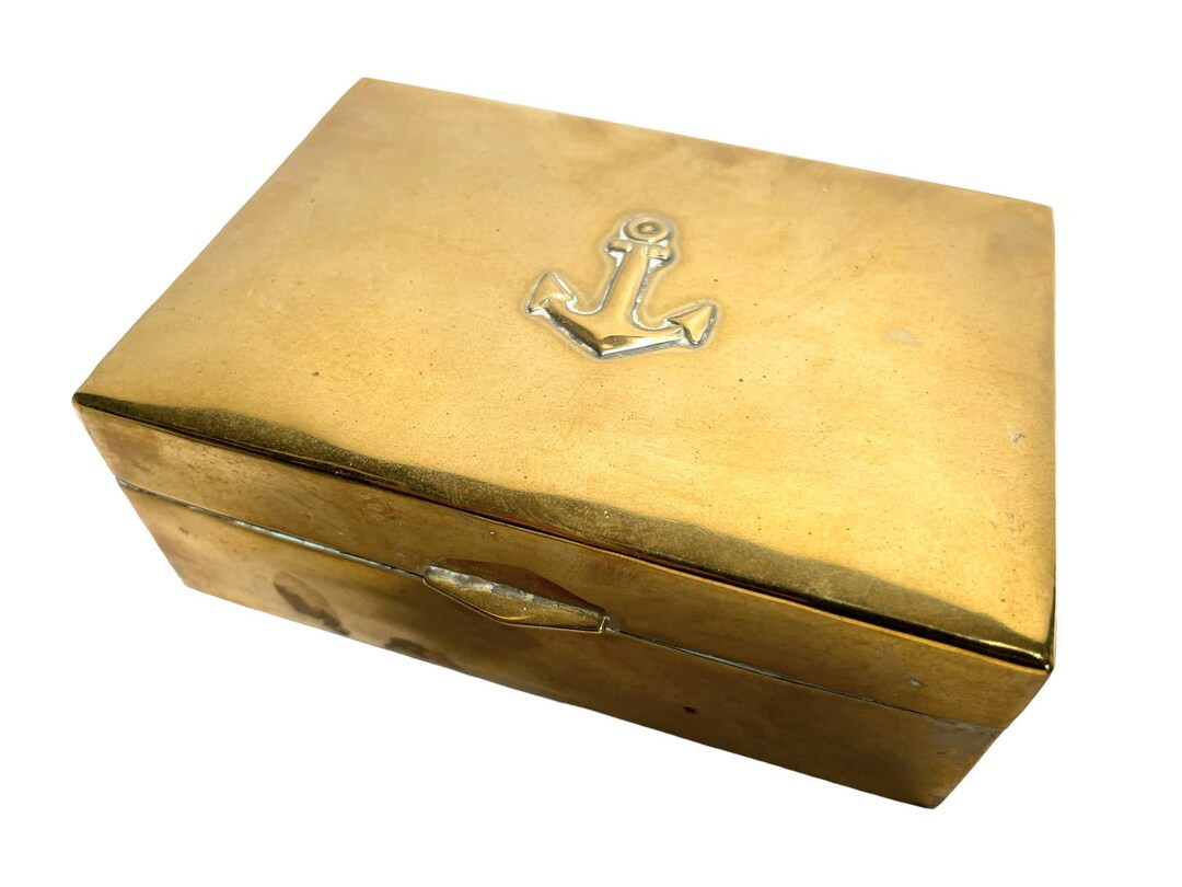 Vintage French Small Brass Wrapped Wood Anchor Decorative Jewellery Trinket Box Storage Display G... | Etsy (US)