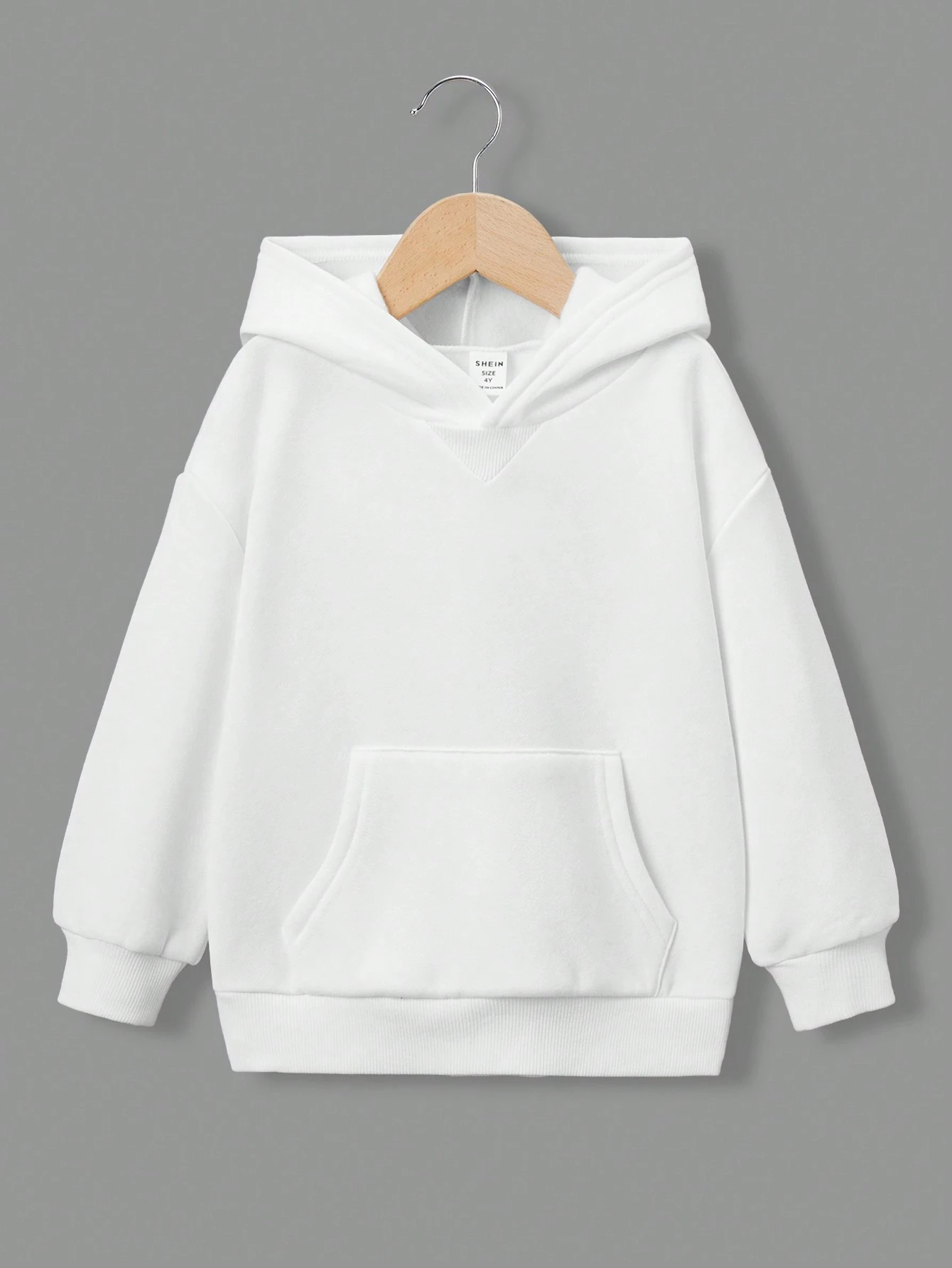 SHEIN Kids EVRYDAY Young Boy Kangaroo Pocket Drop Shoulder Hoodie | SHEIN