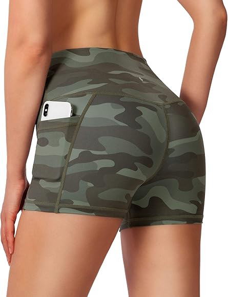 Women's High Waist Yoga Shorts with Side Pockets Tummy Control Running Gym Workout Biker Shorts f... | Amazon (US)