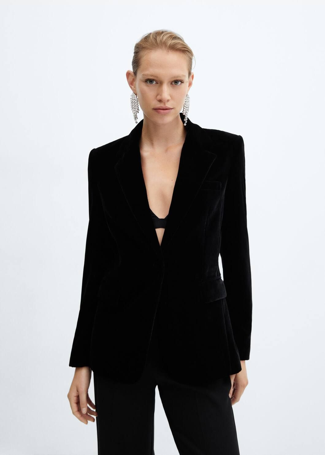 Velvet blazer -  Women | Mango USA | MANGO (US)