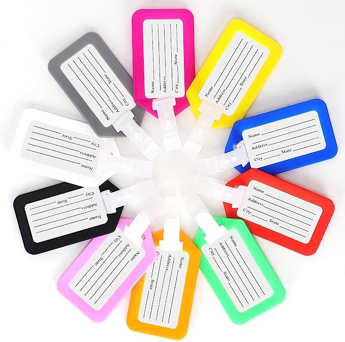 Unaone Luggage Tag, 10 Pcs Multi-Color Plastic Luggage Tags for Suitcase with Lanyard and Name ID... | Amazon (US)