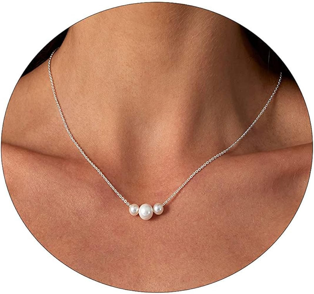 Kyerlyn Dainty Pearl Pendant Necklaces for Women 14K Gold Plated Handmade Layered Pearl Chain Nec... | Amazon (US)