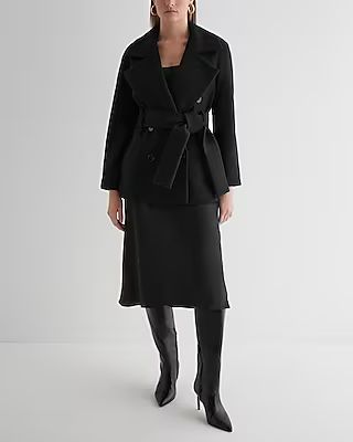 Faux Wool Double Breasted Short Wrap Coat | Express