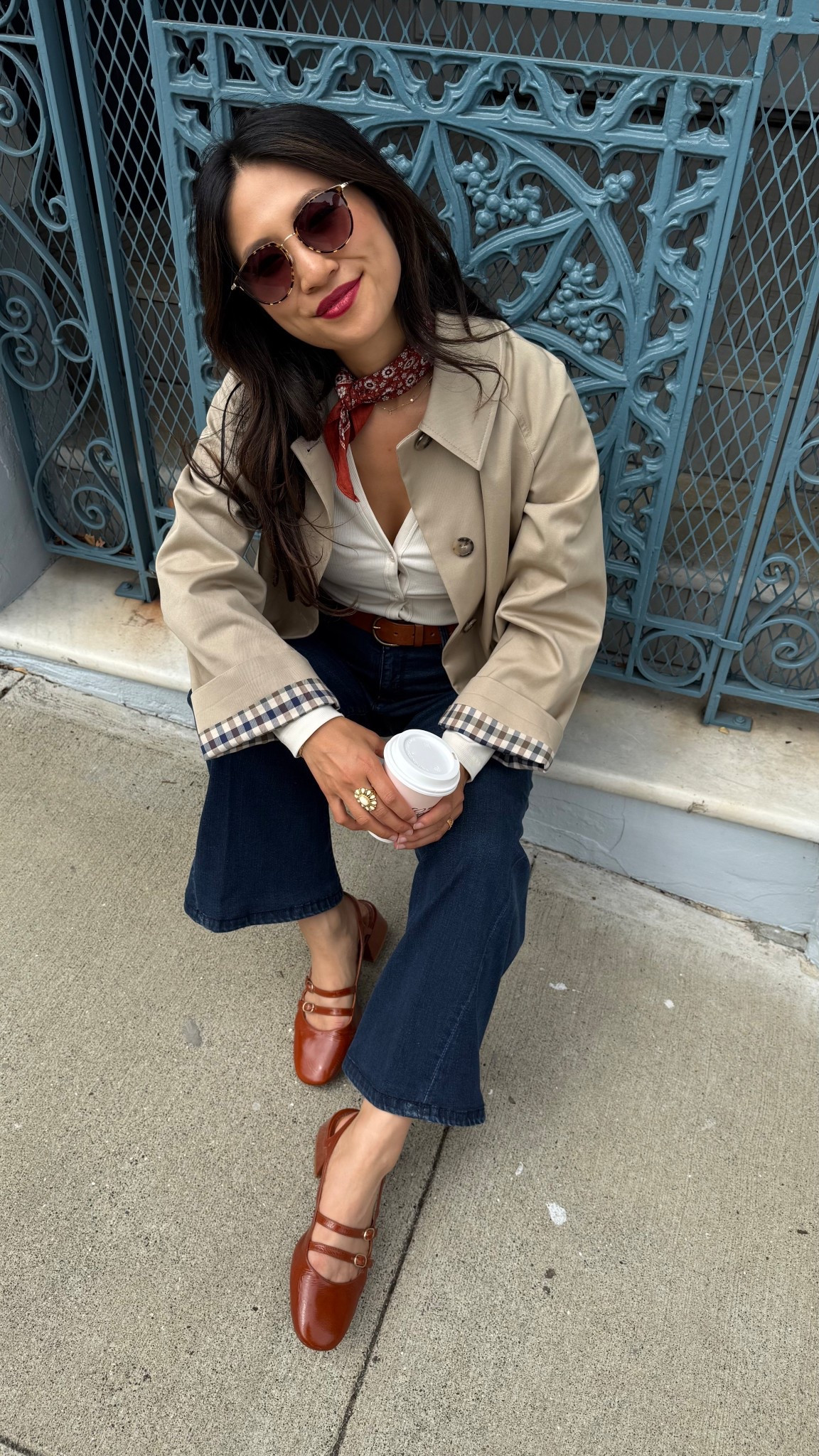 my favorite cropped trench coat (wearing size 2) paired with sweatpants jeans and Mary Jane’s 

#LTKTravel #LTKFallSale #LTKPetite