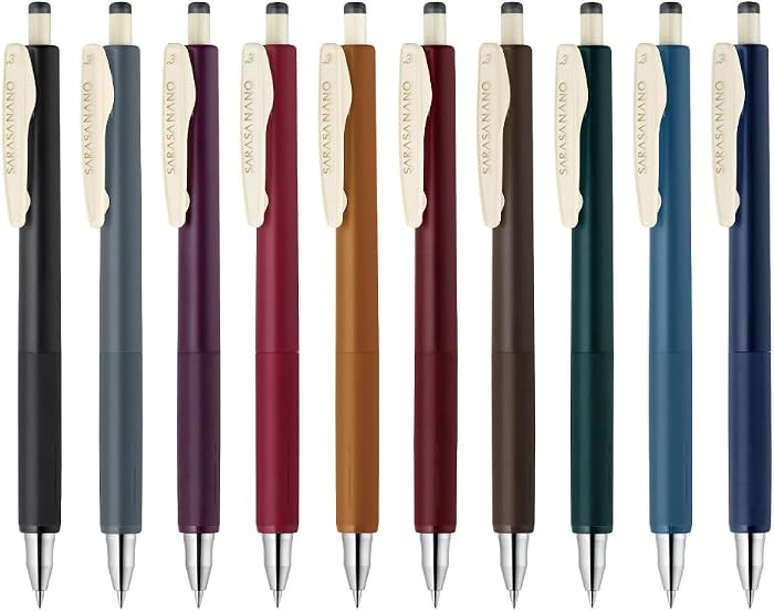 Zebra P-JJH72-VI10C-AZ Sarasa Nano Gel Ballpoint Pen Vintage Color 0.3mm Set of 10 Colors | Amazon (US)