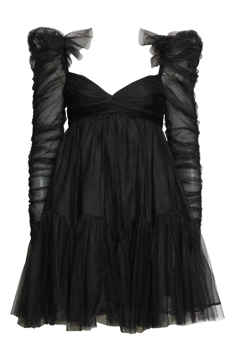 Zimmermann Long Sleeve Ruched Tulle Babydoll Minidress | Nordstrom | Nordstrom
