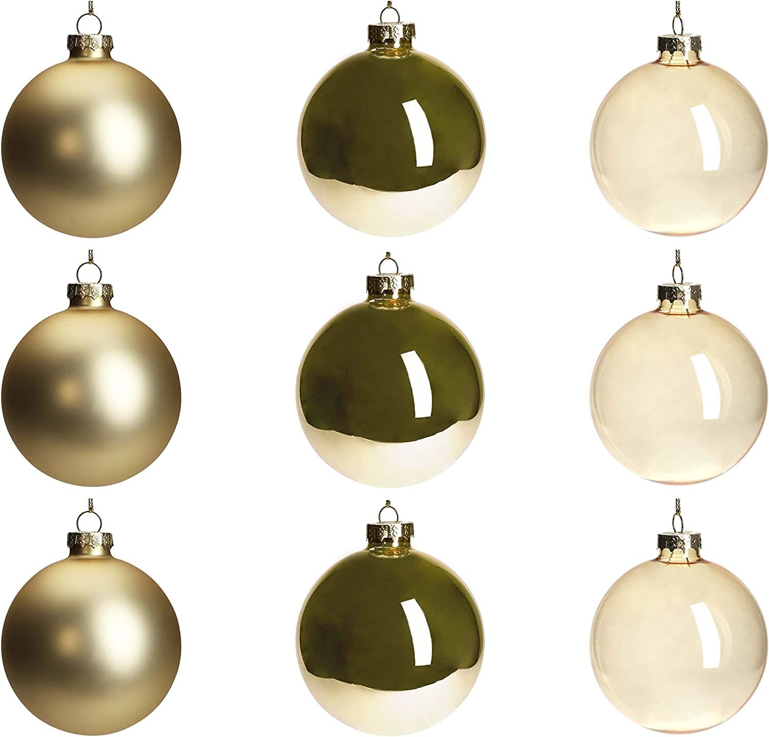 DN DECONATION Gold Glass Christmas Ball Ornaments, 3.15” Hanging Christmas Baubles for Xmas Tre... | Amazon (US)