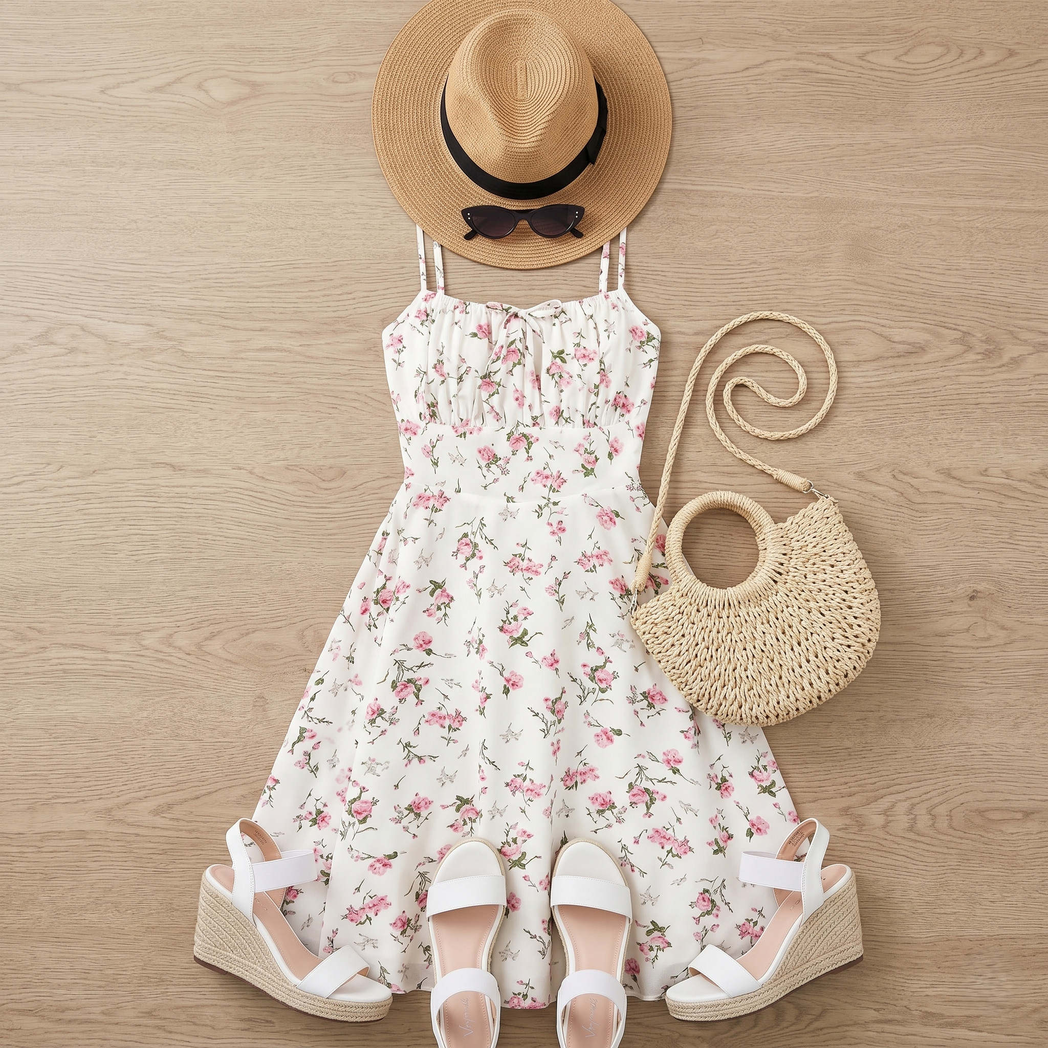 Summer uniform: activated. 🌸👒 There is nothing better than an effortless floral sundress and the perfect woven accessories. Are you team espadrille wedges or flat sandals for a weekend getaway? Let me know below! 👇✨ 

 #LTKvlog #LTKSeasonal #LTKTravel