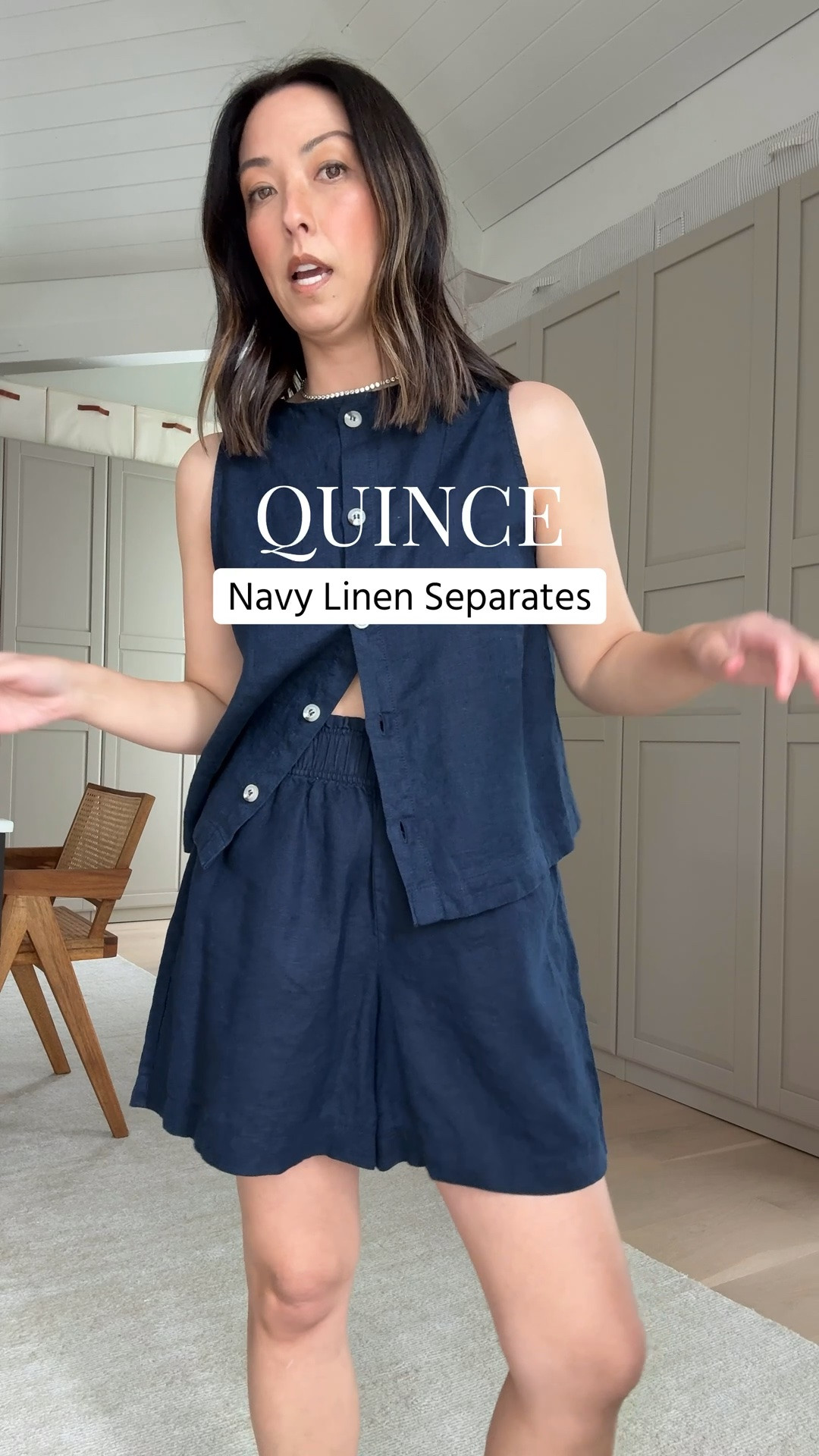 Got the linen separates in navy too. So airy, effortless, and easy to wear all summer long. Wearing both the tank and shorts in small.

#LTKPetite #LTKmomlife