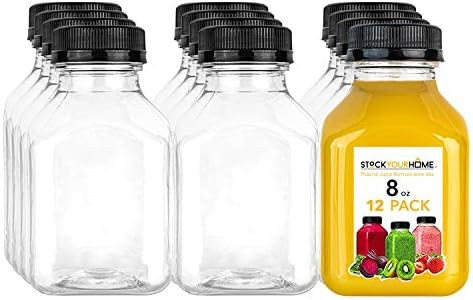 Juice Bottles with Caps for Juicing & Smoothies, Reusable Clear Empty Plastic Bottles with Caps, ... | Amazon (US)