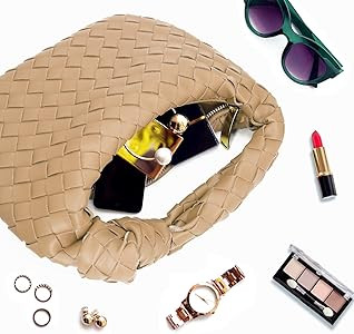Woven Handbag for Women, Woven Knotted Handbag Clutch Purse Soft Leather Shoulder Bag Mini Ladies... | Amazon (US)