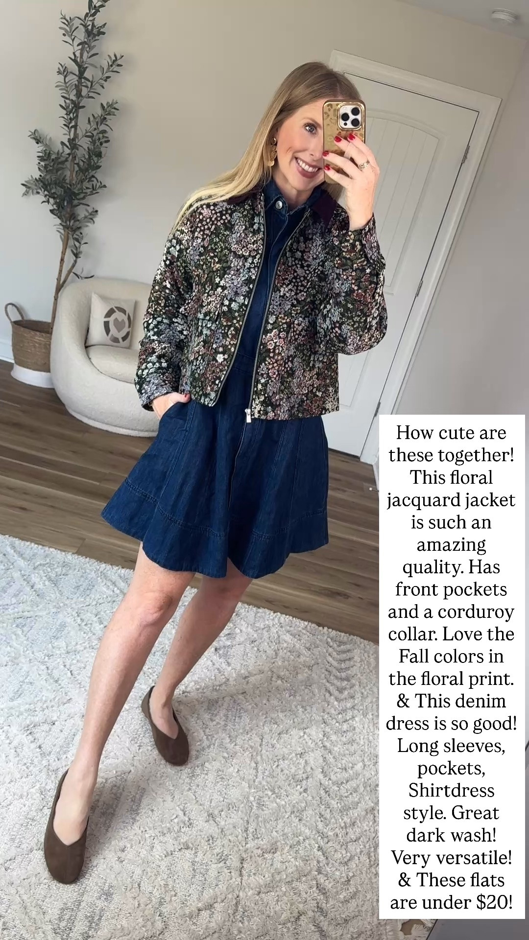 Walmart try on, Walmart style, floral jacket, denim shirtdress, free assembly

#LTKootd
