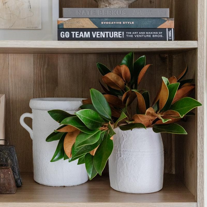 White Terra Cotta Crock w/ Handles | Amber Interiors