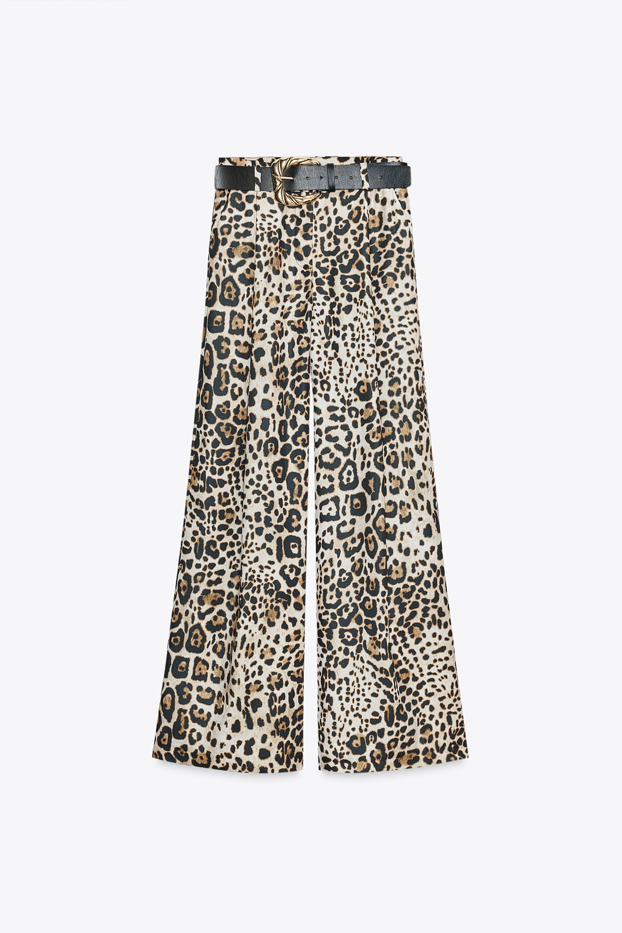 SATIN WIDE LEG BELTED PANTS | Zara US