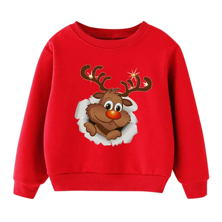 Boys Sweatshirts Christmas Kids Child Baby Boys Girls Letter Long Sleeve Cartoon Sweatshirt Tops ... | Walmart (US)