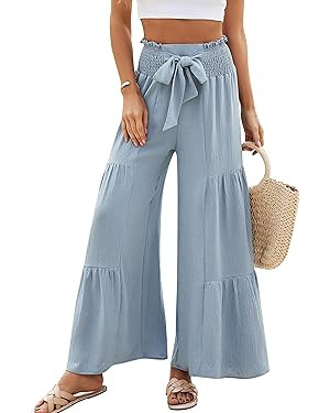 Blooming Jelly Women Casual Pants Wide Leg Trousers High Waisted Pant Trendy Vacation Outift 2025 | Amazon (US)