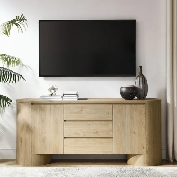 Modway Duval 71" Rounded Sideboard Storage Cabinet in Hickory Frost | Walmart (US)