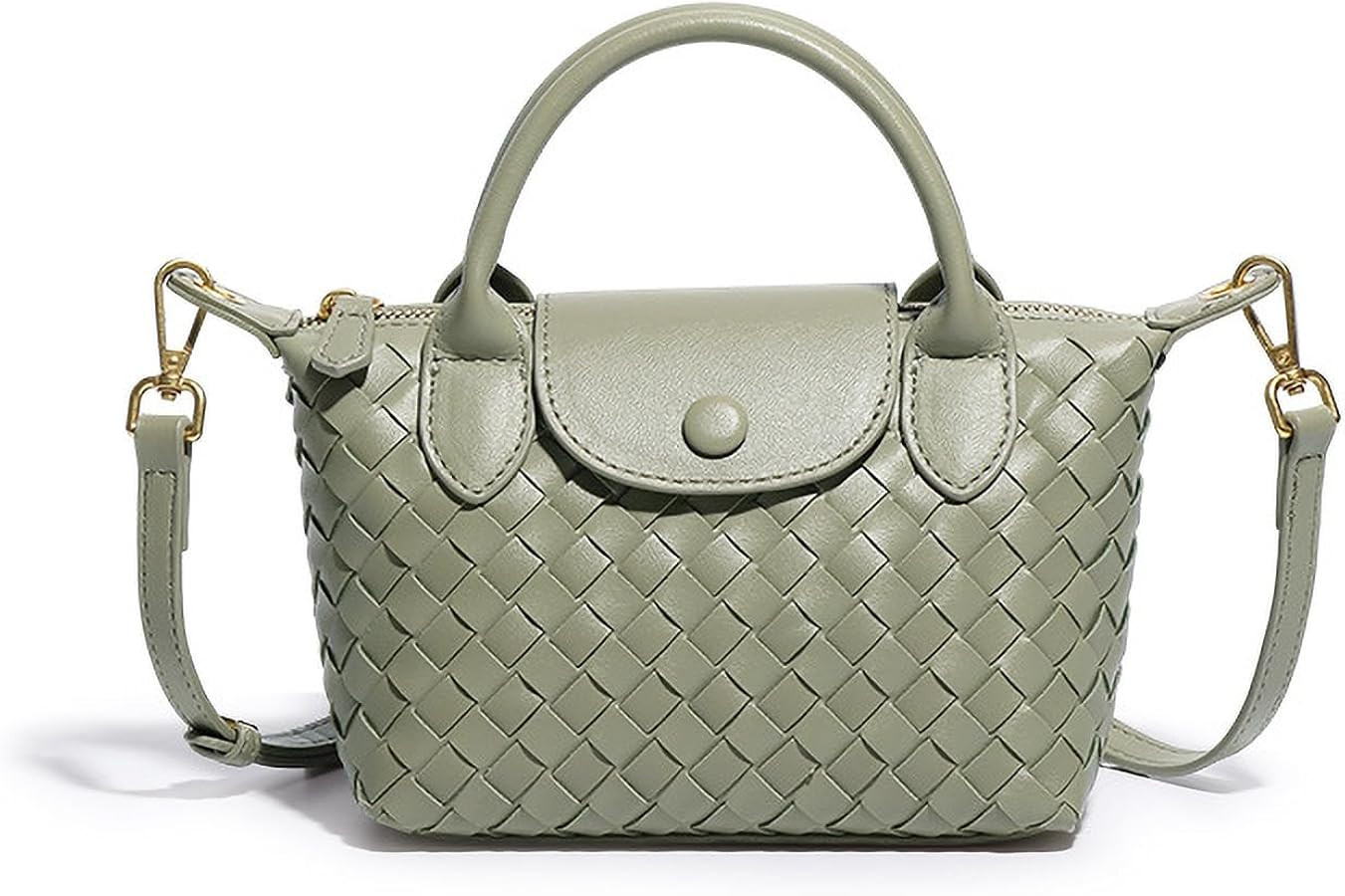 Mini Small Size Braided Luxury Leather Women's top Handle Handbag Fashion Travel Daily Satchel | Amazon (US)