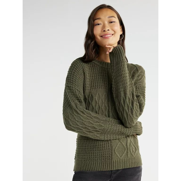 Time and Tru Women's Mixed Stitch Sweater, Midweight, Sizes XS-XXXL | Walmart (US)