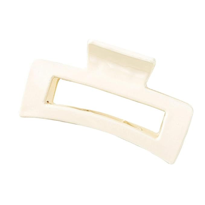 White Hair Claw Clips,Simple Wear-resistant Square Large Hair Barrette Hair Accessories Ultra-lig... | Amazon (US)