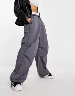 ASOS DESIGN parachute cargo pants in washed gray | ASOS (Global)