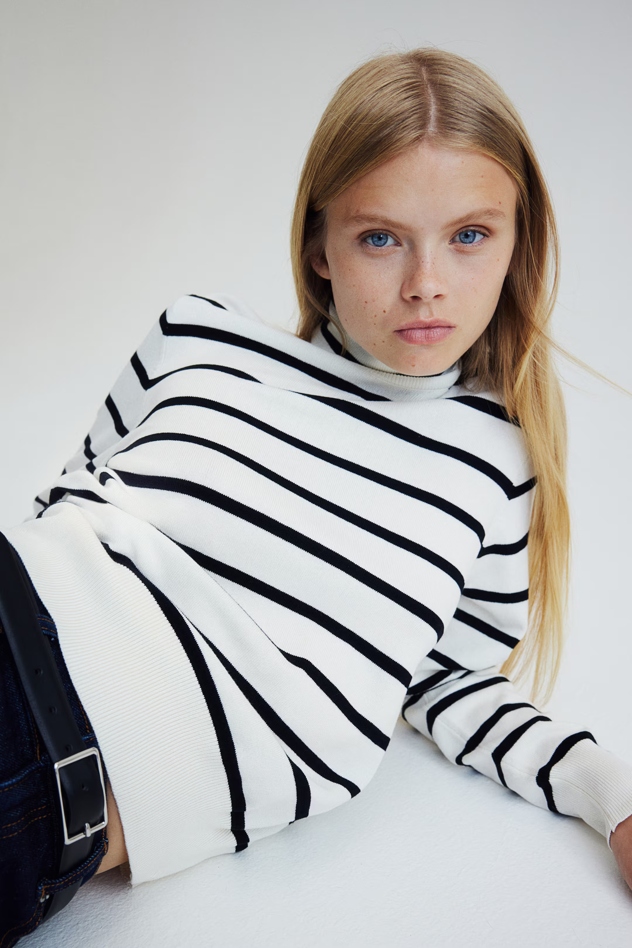 Turtleneck Sweater - White/striped - Ladies | H&M US | H&M (US + CA)