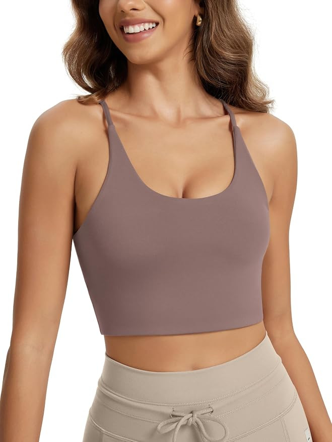 ODODOS Halter Sports Bra for Women Non Padded Strappy Cropped Tops Workout Yoga Crop | Amazon (US)