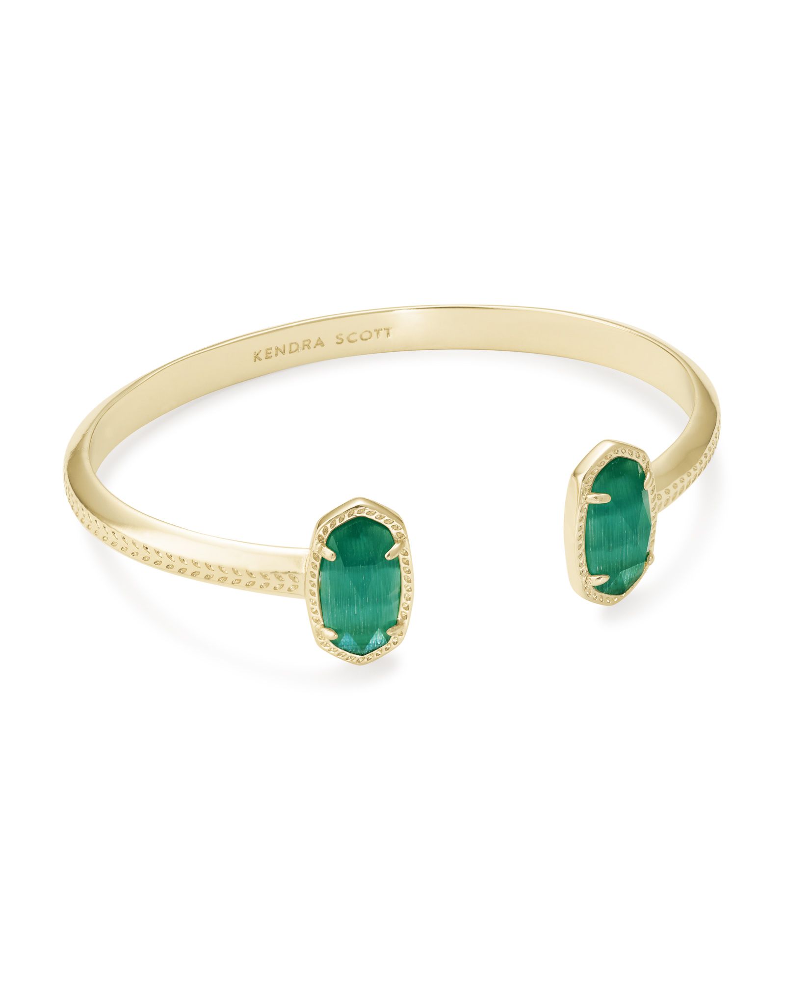 Elton Gold Cuff Bracelet in Emerald Cat's Eye | Kendra Scott