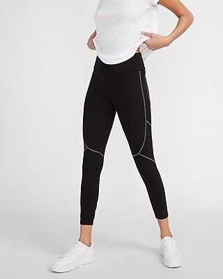 High Waisted Tonal Stitched Ankle Leggings | Express