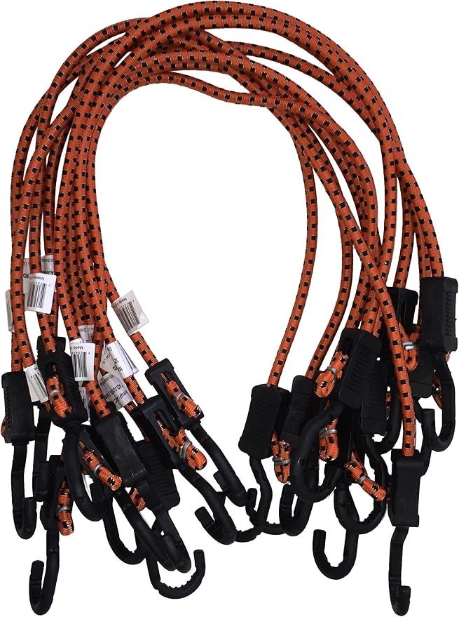 Kotap MABC-32 All- Purpose Adjustable Bungee Cords with Hooks, 32-Inch, Orange/Black, 10 Count | Amazon (US)