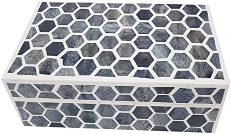 Antique Handcrafted Grey Bone Inlay Decorative Box Premium Home Decor Big storage box, 7X5X4 , Grey | Amazon (US)