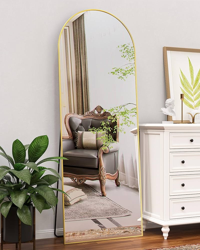 Amazon.com: Antok Floor Mirror, 64"x21" Full Length Mirror with Stand, Arched Wall Mirror, Glassl... | Amazon (US)