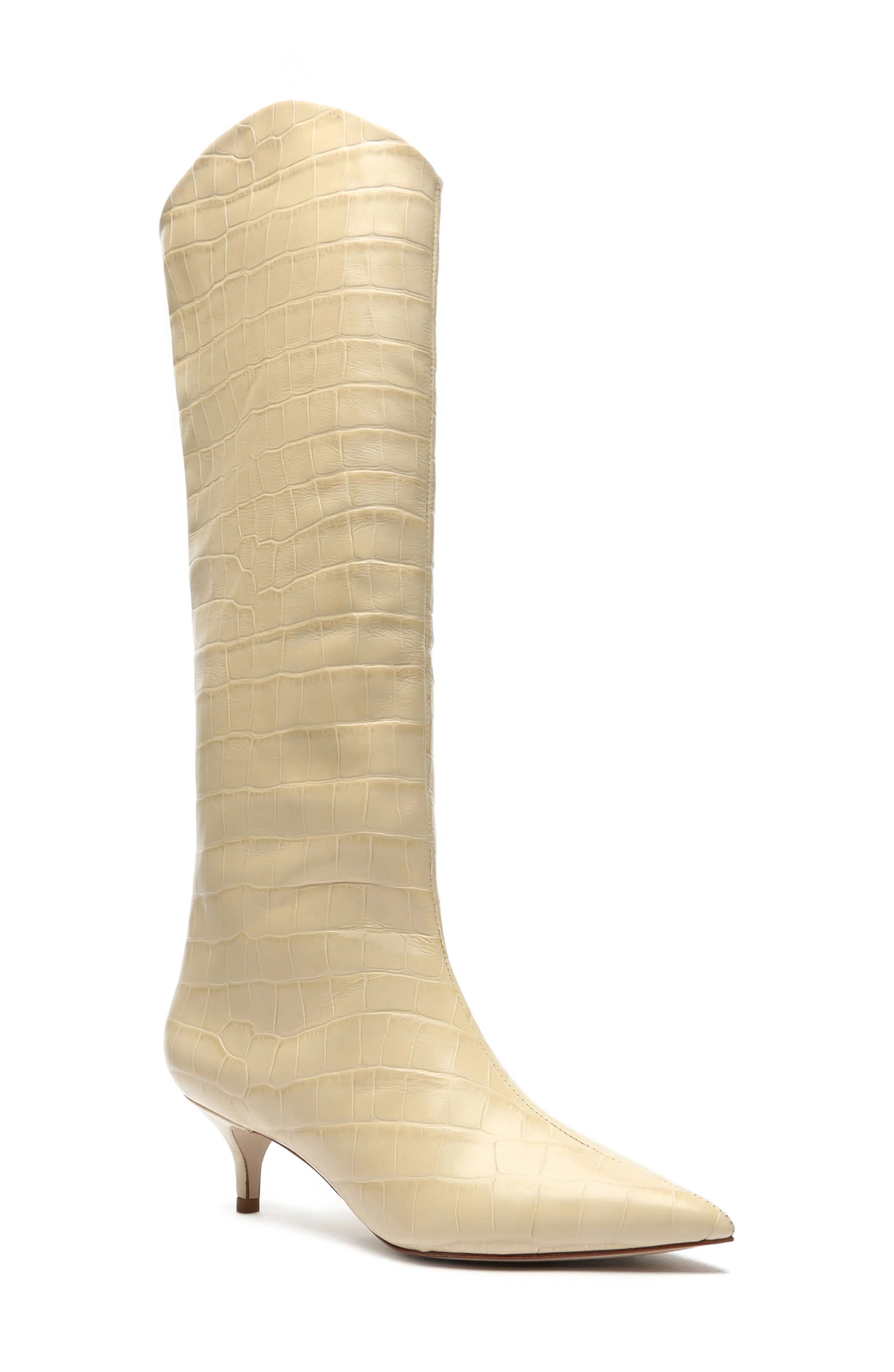 Schutz Abbey Knee High Boot in Almond Buff Leather at Nordstrom, Size 8.5 | Nordstrom