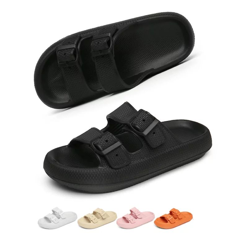 Pillow Slides Sandals Women Men Cloud Slippers Adjustable Buckles House Shower Shoes Cushion Soft... | Walmart (US)