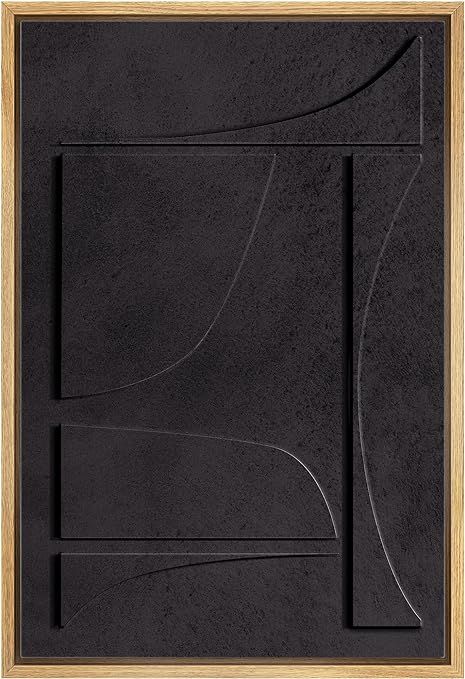 NWT Framed Canvas Print Wall Art Black Mid-Century Geometric Polygon Collage Abstract Shapes Illu... | Amazon (US)