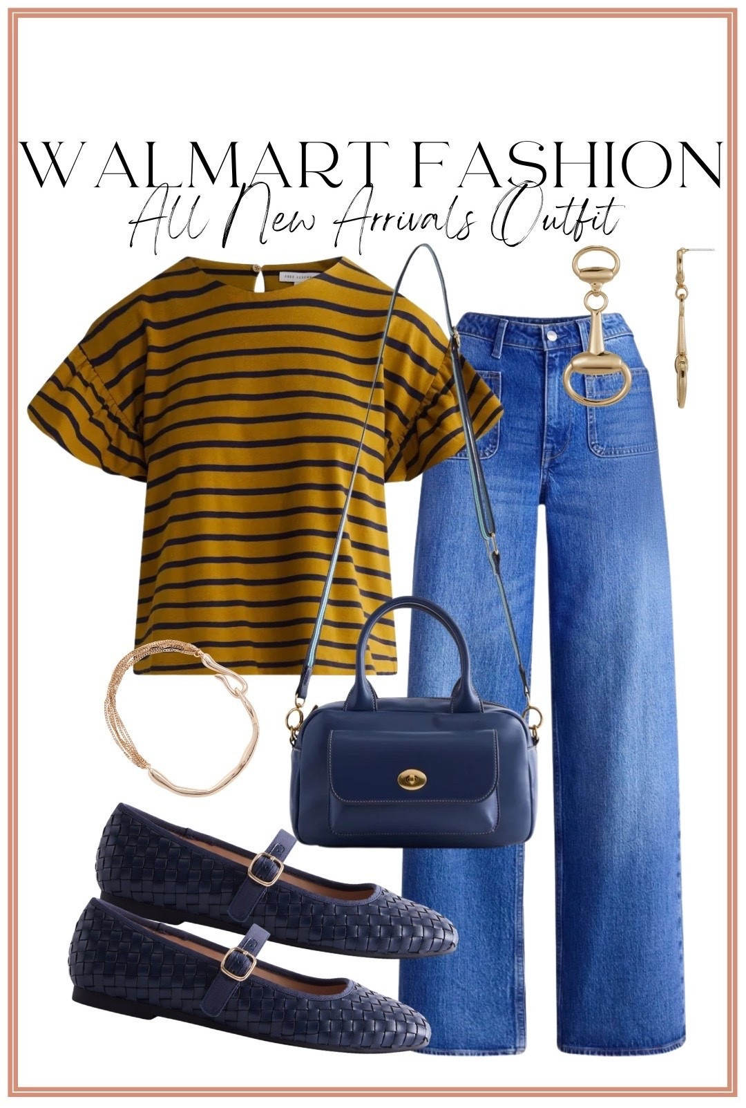 Another Walmart fall new arrival outfit I cannot get over! 😍 This striped flutter sleeve top is such a fun take on a classic stripe, and the mustard + navy combination is SO good for transitioning into fall. I paired it with wide-leg Walmart jeans, woven Mary Jane flats, a navy bag and gold accessories for an easy everyday look that feels so much more expensive than it is. Walmart is absolutely bringing it with the early fall fashion this year!

#walmartfashion #walmartfinds #walmartstyle #walmartnewarrivals #fallfashion #falloutfit #widelegjeans #stripedtop #affordablefashion #affordablestyle #momstyle #everydaystyle #walmartoutfit #fallstyle #outfitinspiration

#LTKootd #LTKPetite