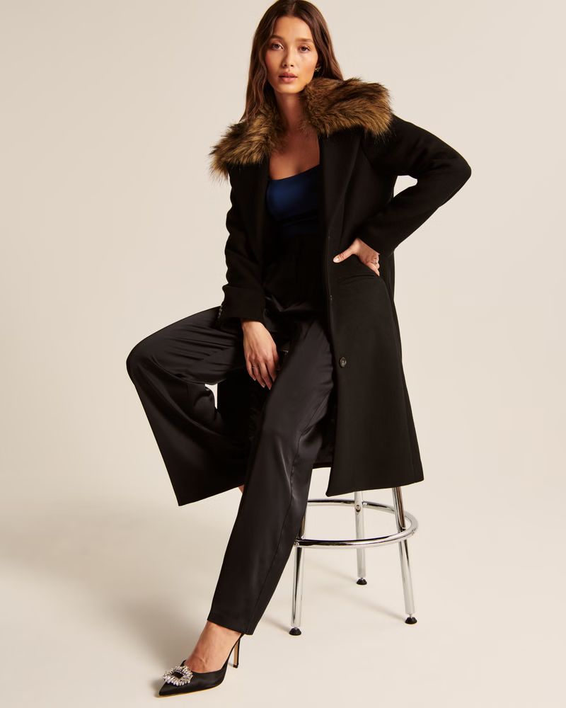 Long-Length Wool-Blend Slim Coat | Abercrombie & Fitch (US)