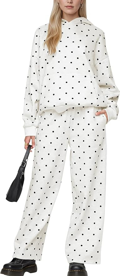 Lauweion Polka Dot Set-Womens Oversized Hoodie and Wide Leg Sweatpants | Amazon (US)