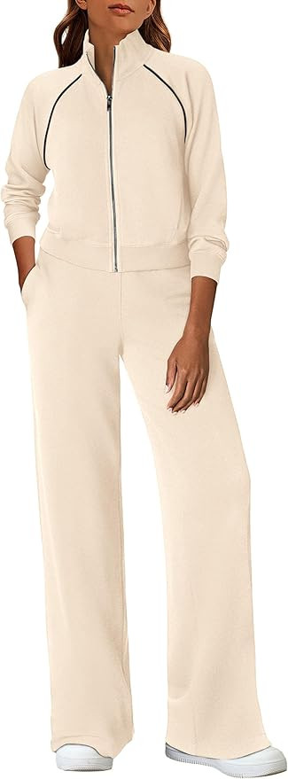 PRETTYGARDEN Womens 2 Piece Outfits Sweatsuits 2025 Fall Full Zip Sweatshirts Workout Pants Match... | Amazon (US)
