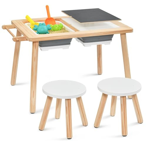 Easyego Sensory Table with Chairs Set, Kids Table with Foldable Bin & Paper Roller (Without Roll Paper) Play Sand and Water Table Gifts for Boys and Girls | Amazon (US)