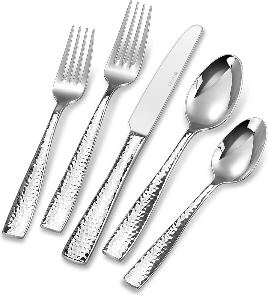KEAWELL Premium 20/45/65 Piece Louis Hammered Silverware Set with Squared Edge, 18/10 Stainless S... | Amazon (US)