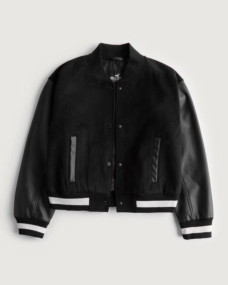 Women's Crop Varsity Jacket | Women's Jackets & Coats | HollisterCo.com | Hollister (US)
